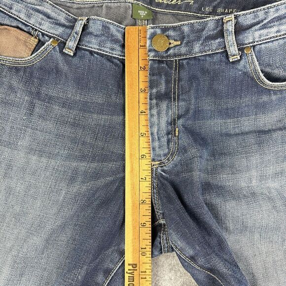 Eddie Bauer Jeans Womens 12 Modern Straight Aztec Embroidered Distressed Denim - Picture 11 of 16